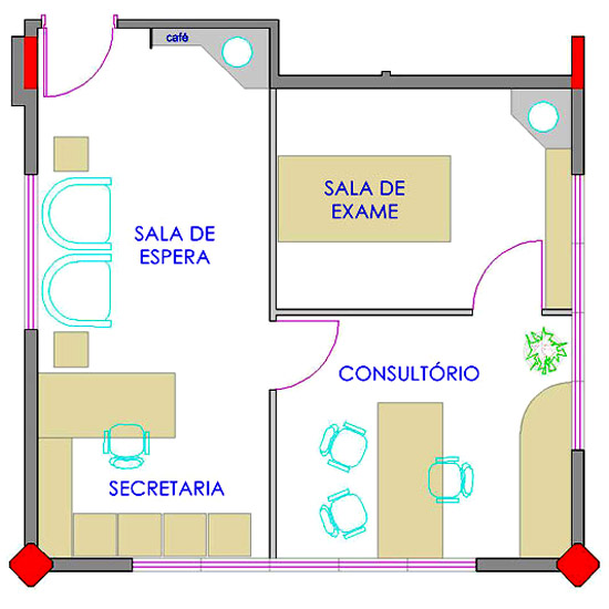 Sugestão de layout para consultório médico ou clínica de estética no Ed. Up Work