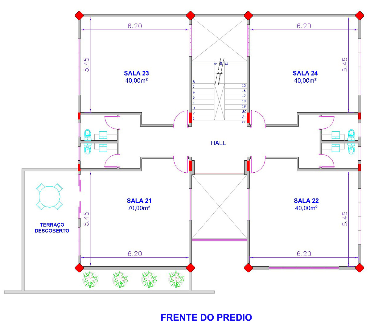 Planta do andar tipo do Ed. Up Work em Vargem Grande Paulista