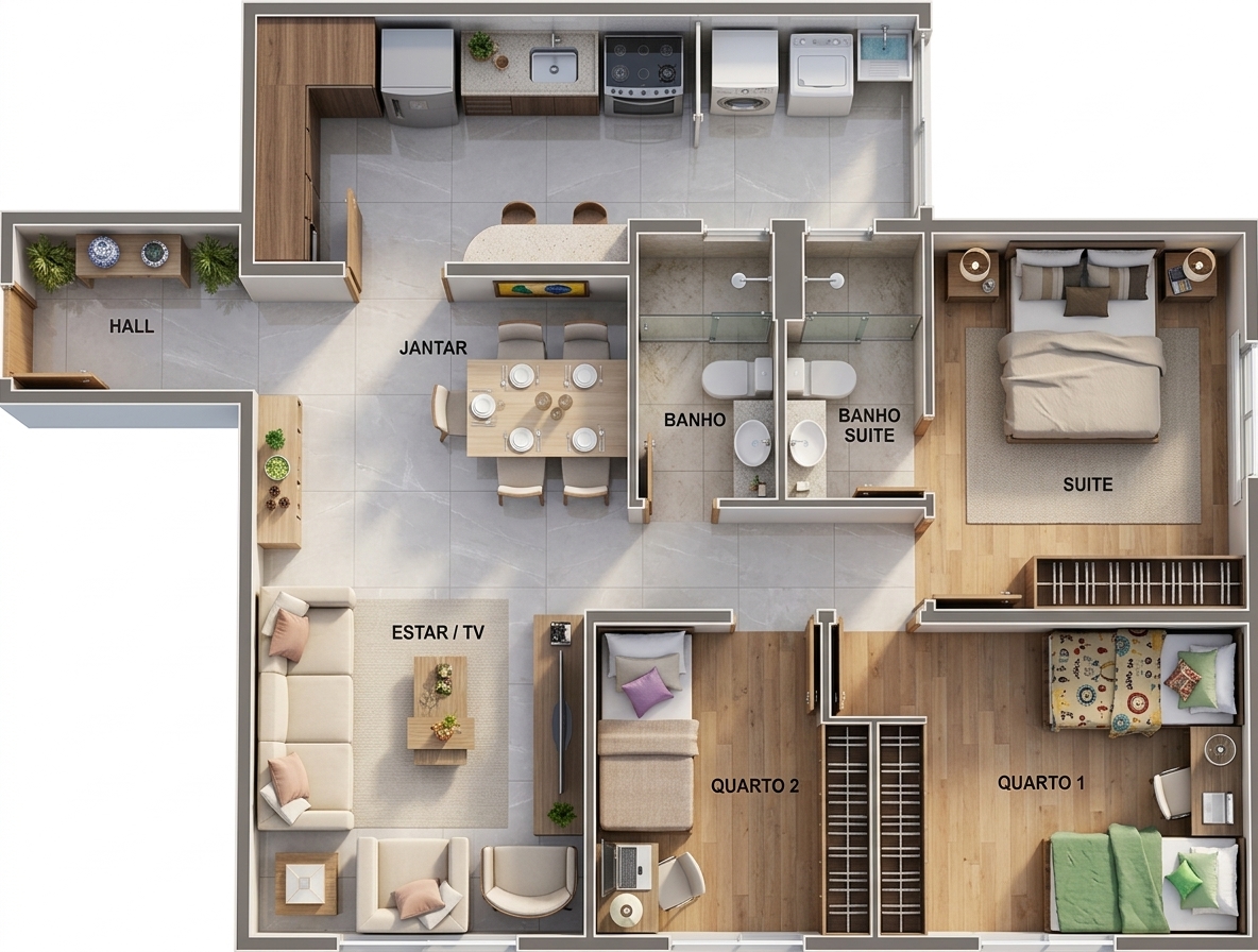 Planta do apartamento tipo do Residencial Vila Verona